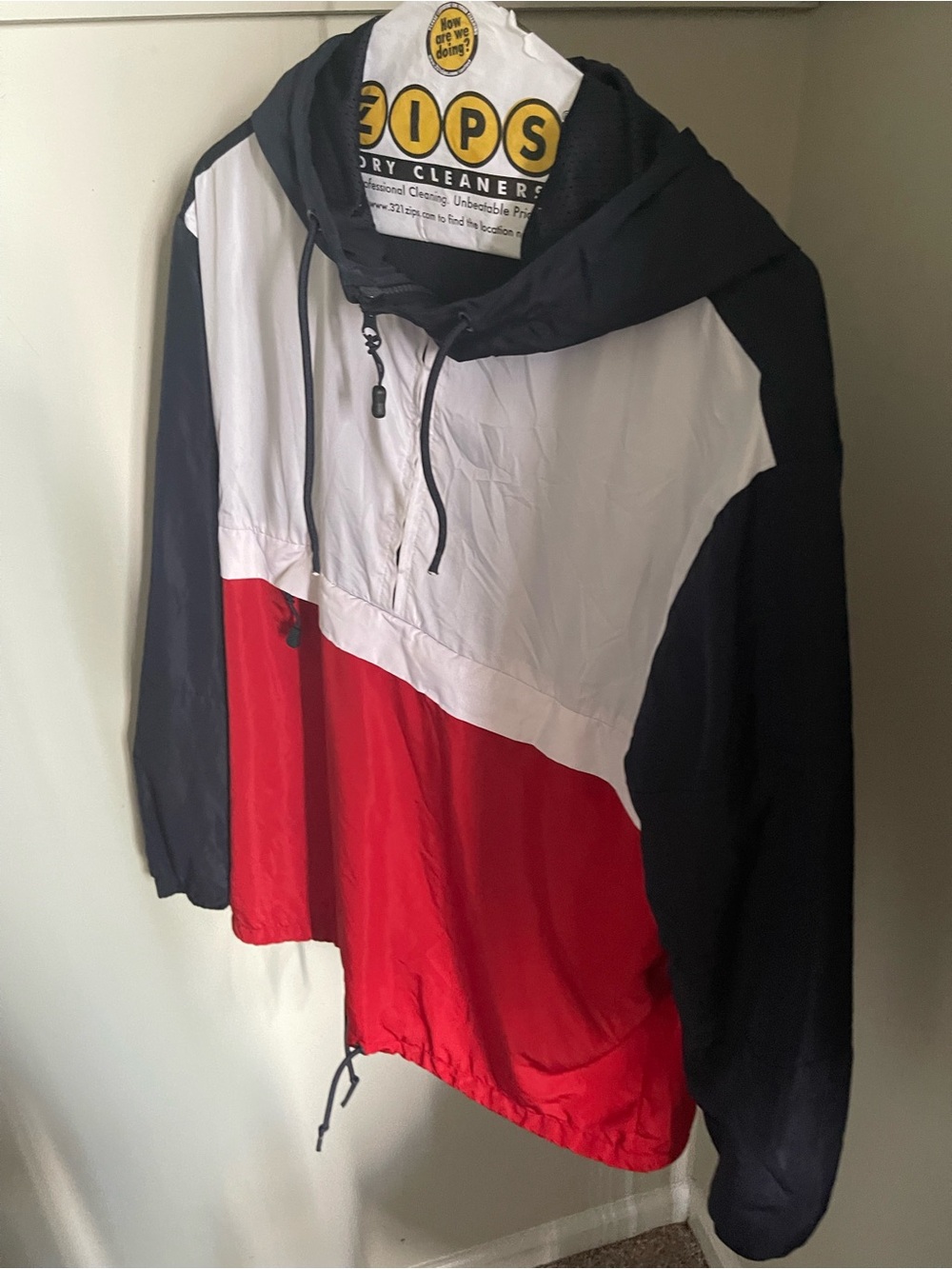 H&M Colorblock Windbreaker Jacket in Black White Red